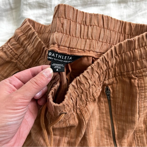 Athleta Cabo Linen Textured Wide Leg Pant, Rain Dance 6 - Picture 5 of 6